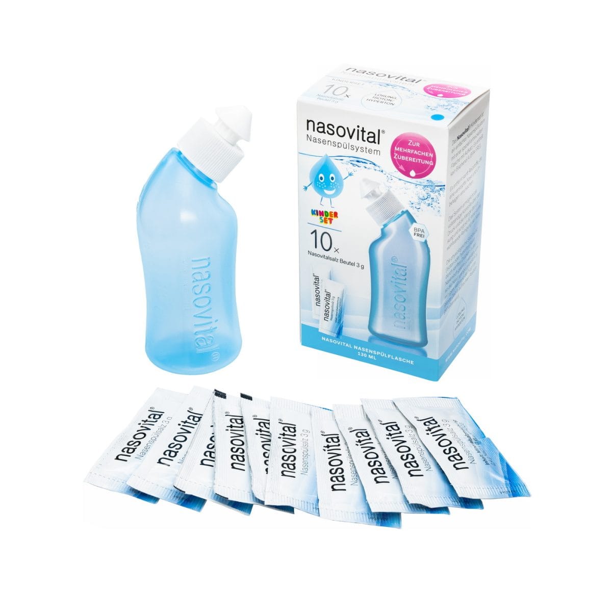 Nasovital Nasenspülsystem für Kinder – Blau – Bild 1