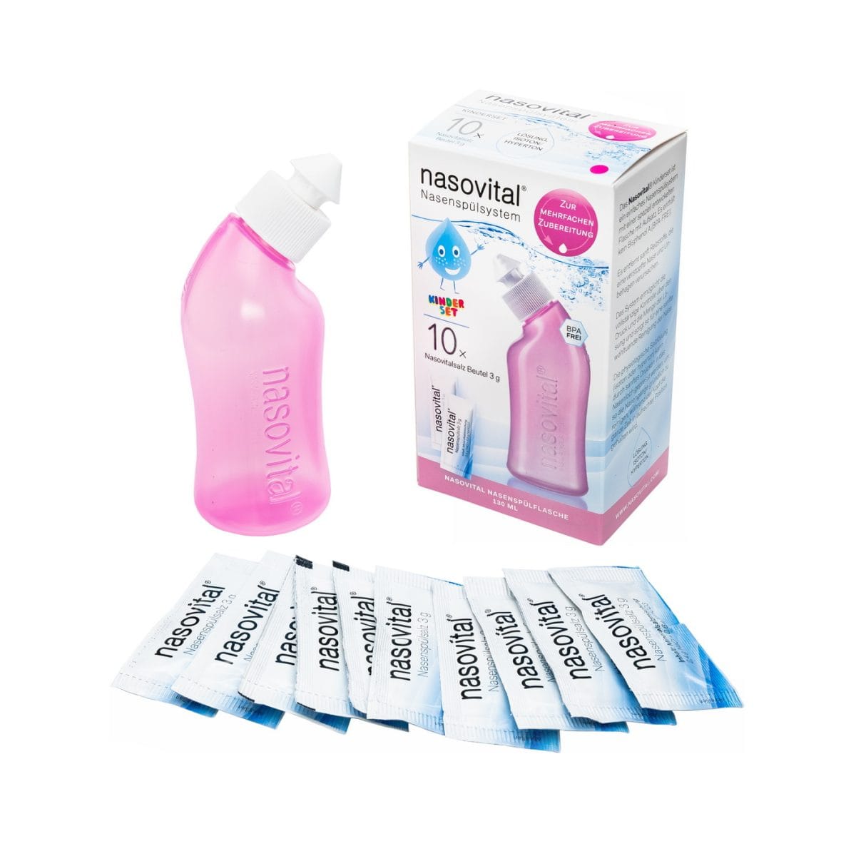 Nasovital Nasenspülsystem für Kinder – Rosa – Bild 1